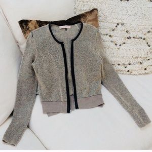 Cropped Rebecca Taylor sweater leather trim